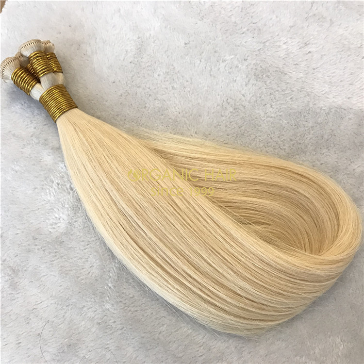 Human hair hand tied wefts light color X86
